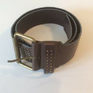 Beaded Brown Belt Size Small One and Half Inch Wide Style Buckle Jean and Pants